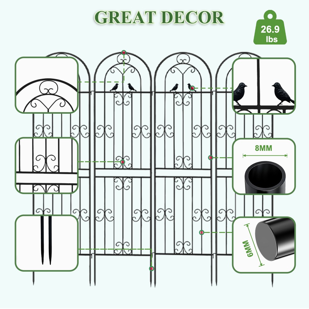 4PCS Rustproof Metal Garden Trellis 86.61" Tall for Rose/Outdoor Climbing Plants