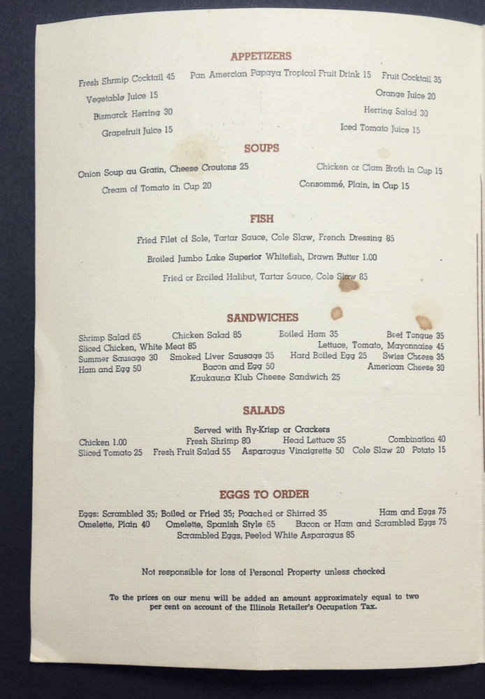 Henricis on Randolph Menu Chicagos Most Famous Restaurant 1943