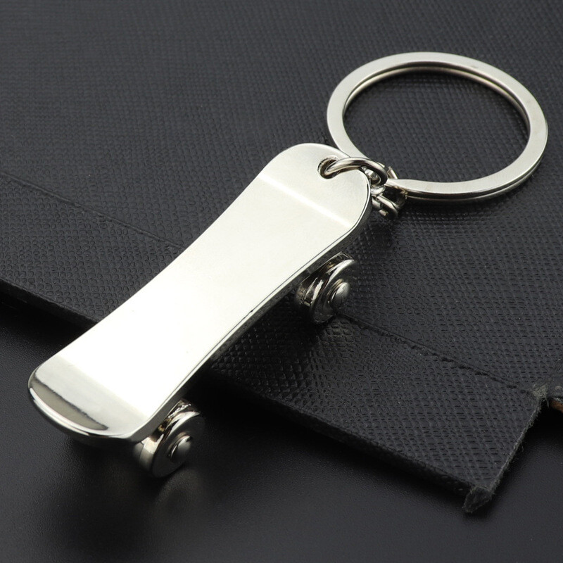 Creative 3D Simulation Skateboard Keychain Backpacks Key Ring Alloy Pendant