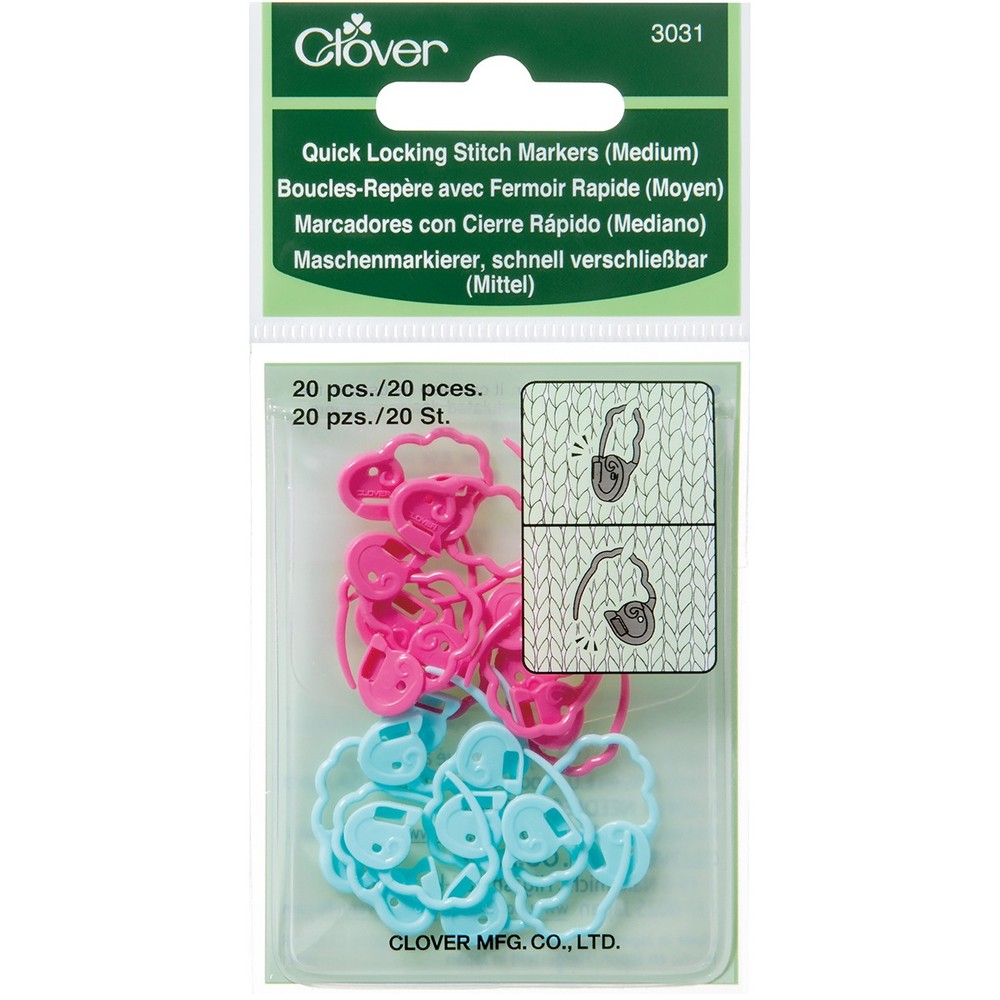 Clover 3031 Quick Locking Stitch Markers-Medium 20/Pkg
