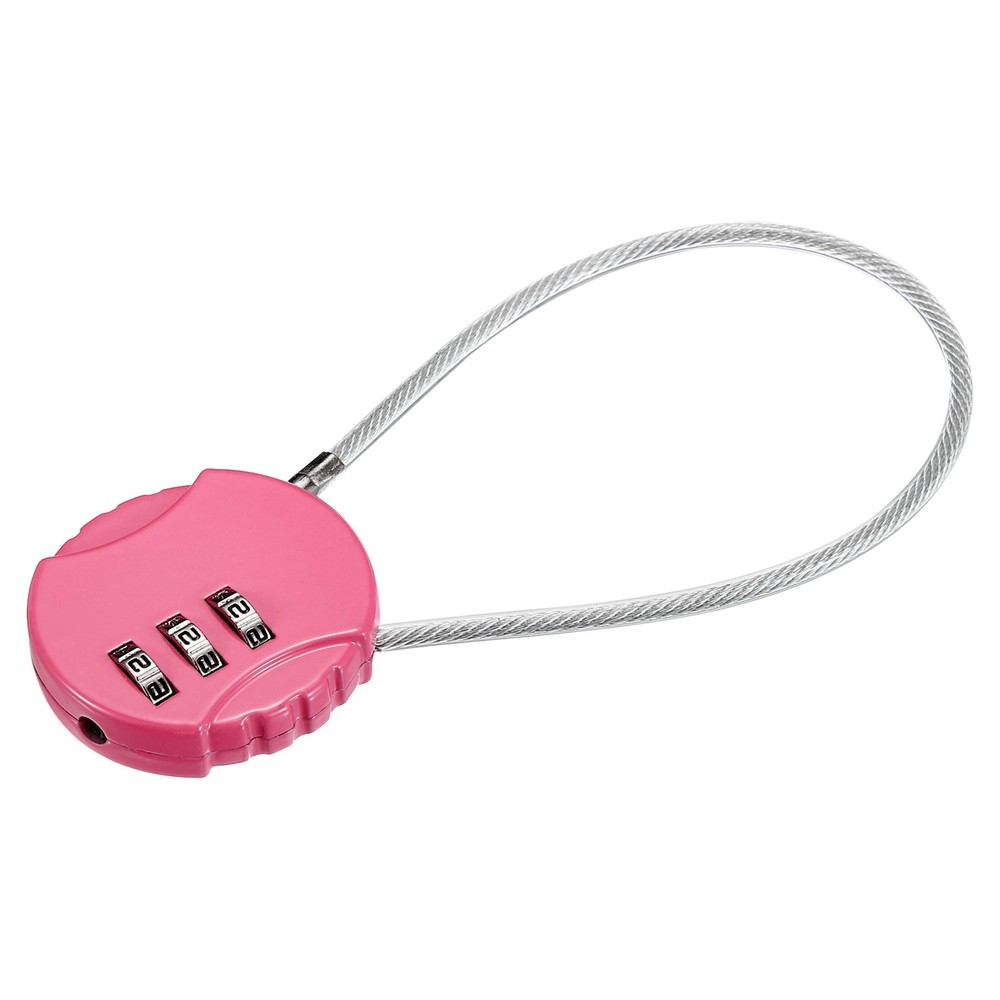 1Pc Small Combination Locks, 3 Digit Baggage Padlocks(Pink, 7.8-Inch)