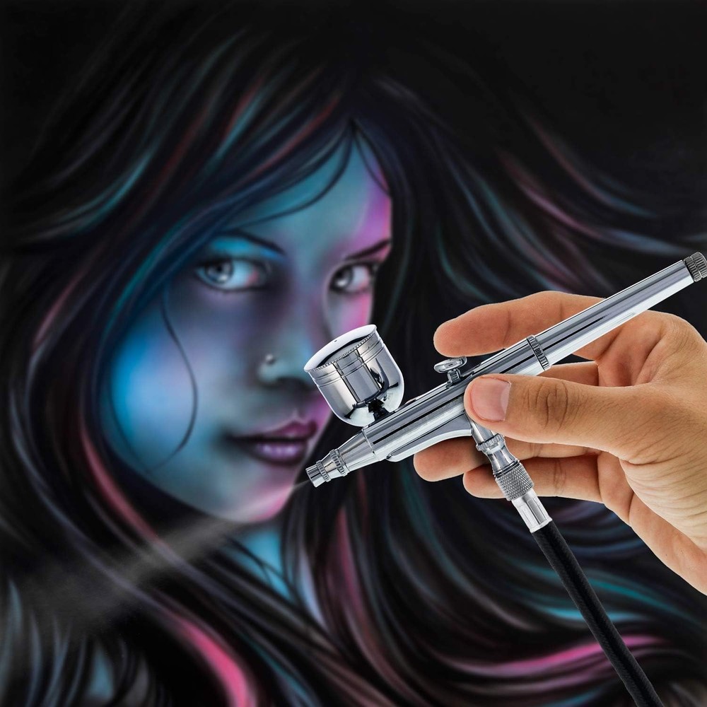 Side Feed Airbrush with Gravity and Siphon Cup for Versatile Fluid Applications