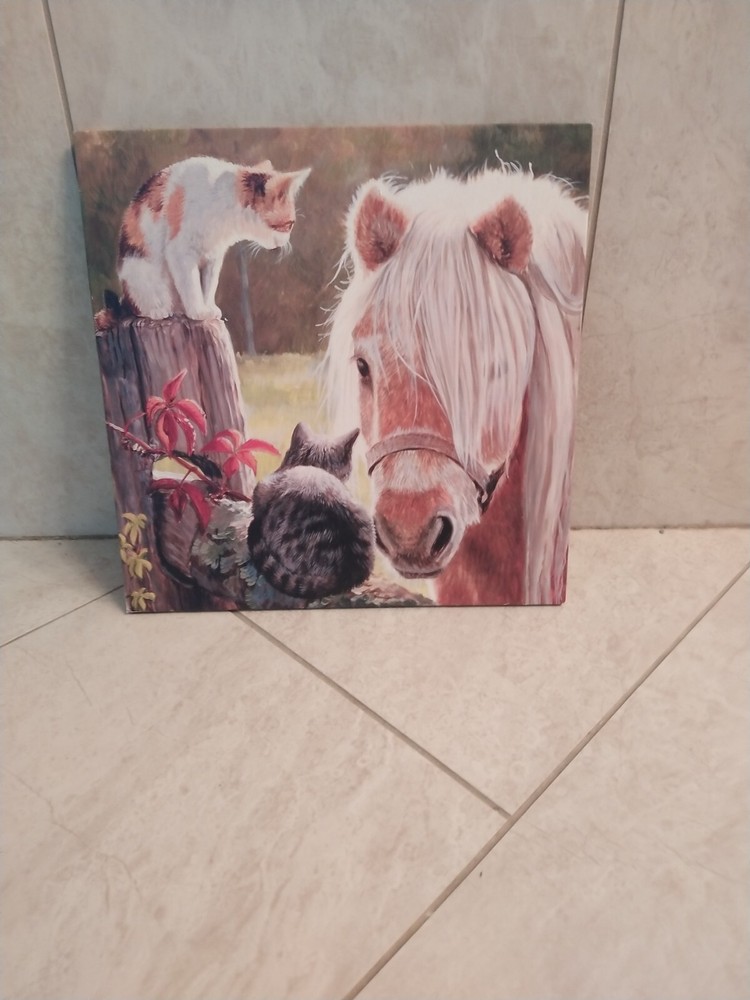 Nice Cat & Horse Wall Art VG+