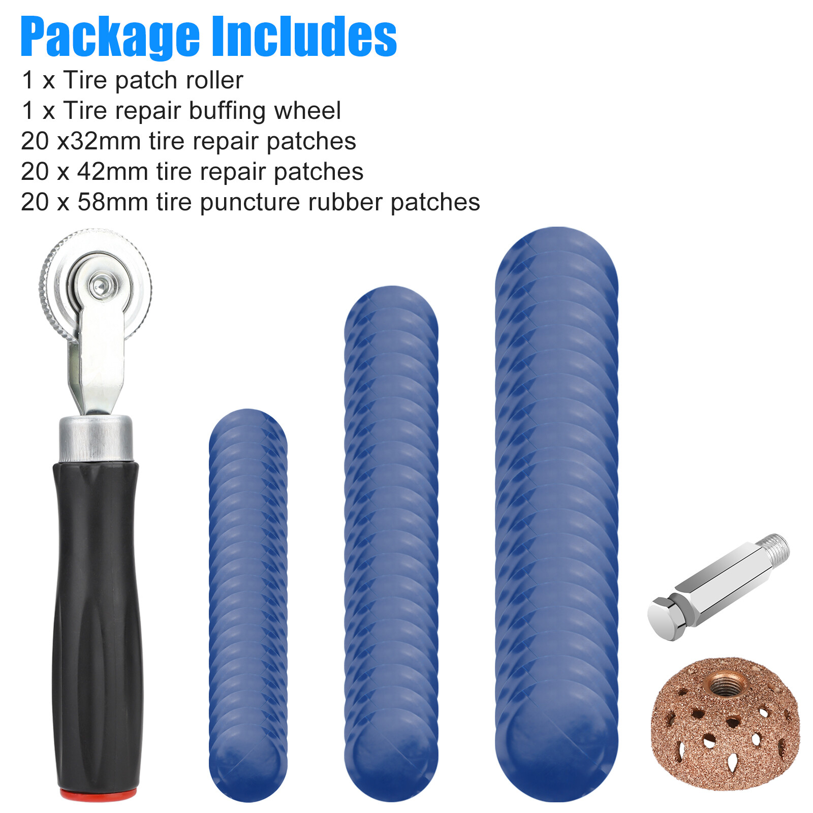 62Pcs Tire Repair Patches Kit Flat Punctures for Car Truck Motorcycle Plug Patch