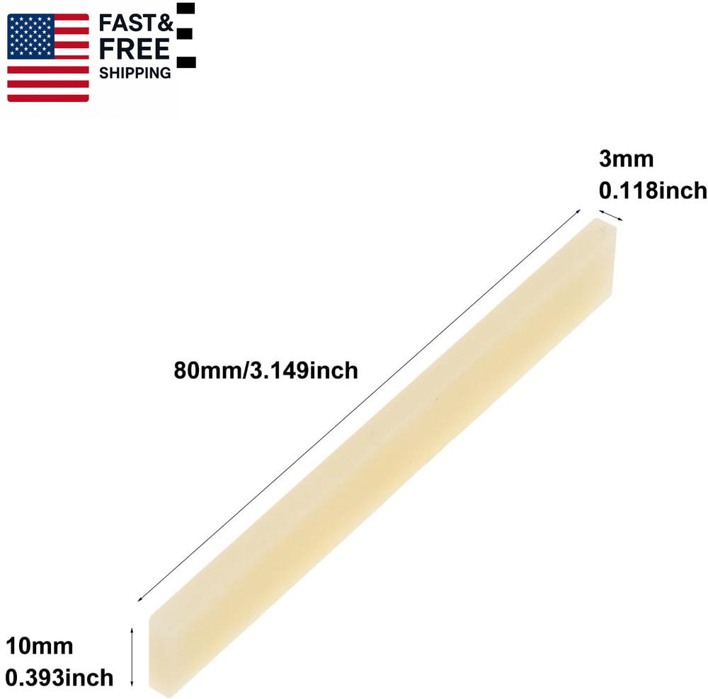 6Pcs Unbleached Guitar Bone Saddle, Blank Guitar Bridge Saddle, Pure Bone Saddle