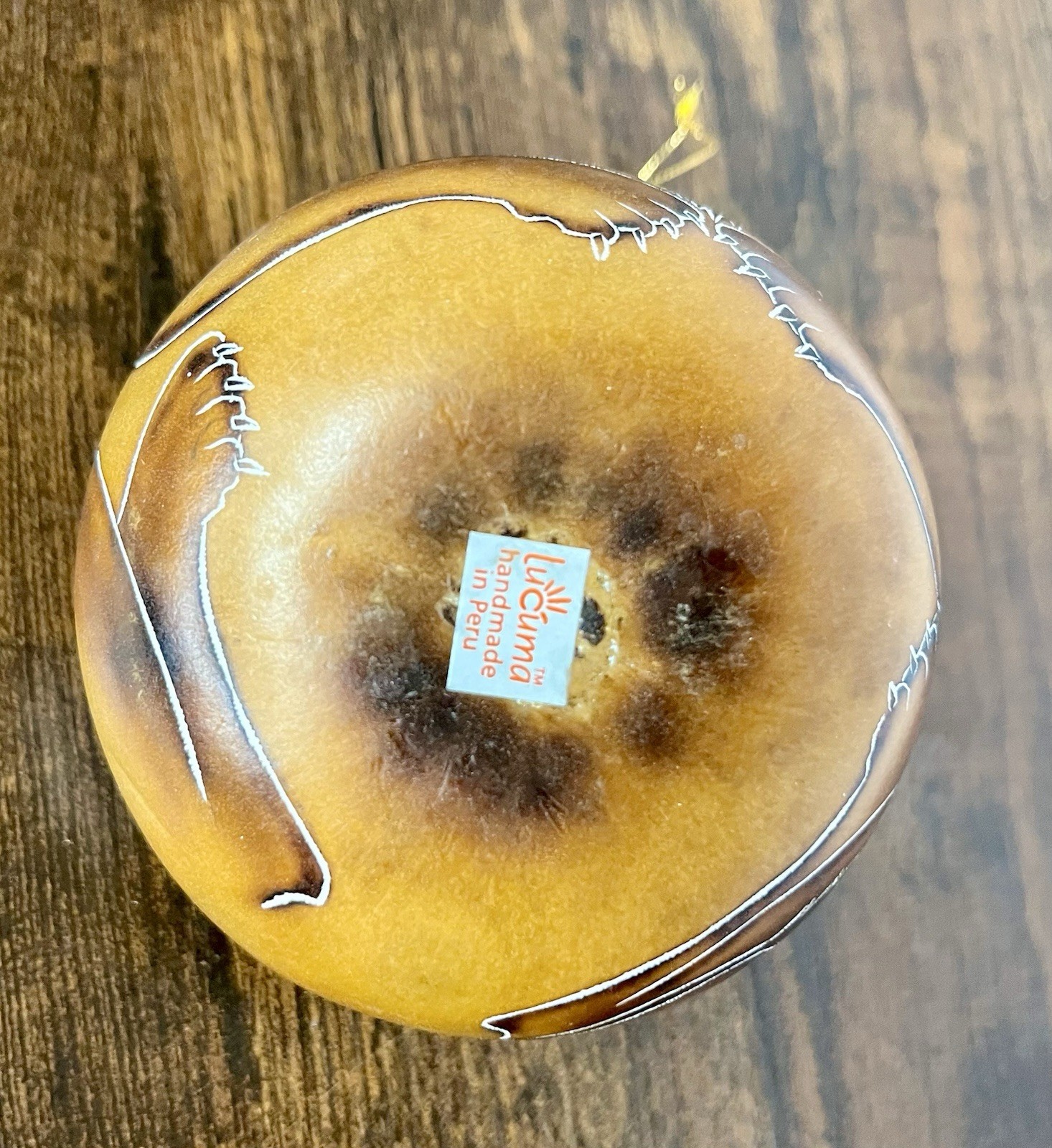 Peru Peruvian Gourd Hand Painted Christmas Ornament Picture Of Lion