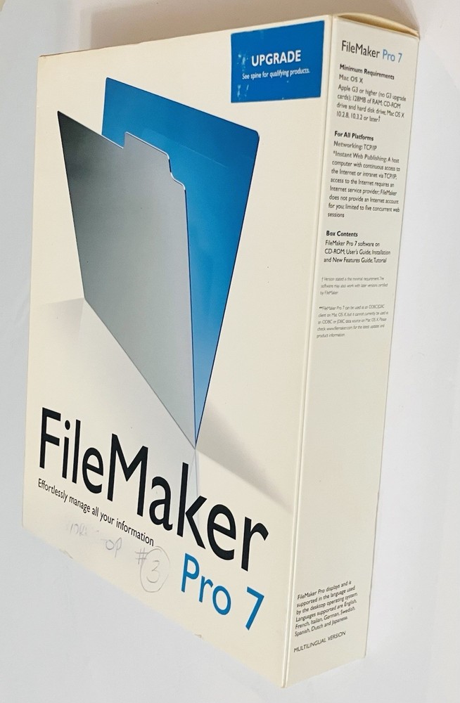FileMaker Pro 7 Upgrade Retail Box 2004 Mac/Win Multilingual Complete