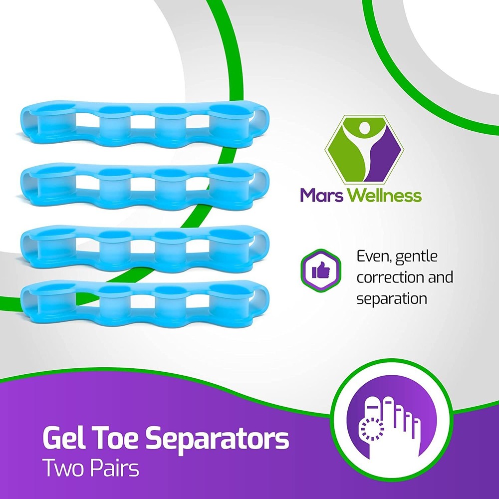 Gel Toe Separators - Toe Spreaders - Fix Overlapping Toes Bunions - 2 Pairs