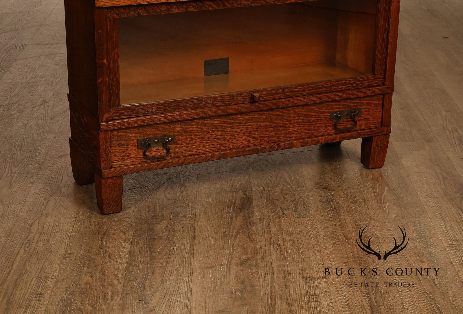 Antique Globe Three-Stack Barrister Bookcase With Base Drawer