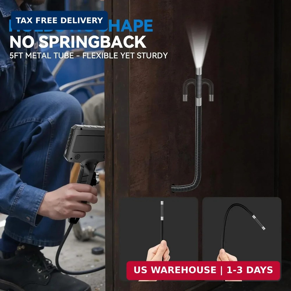 Articulating Borescope Camera with Screen, 2-Way Flexible Inspection Camera with