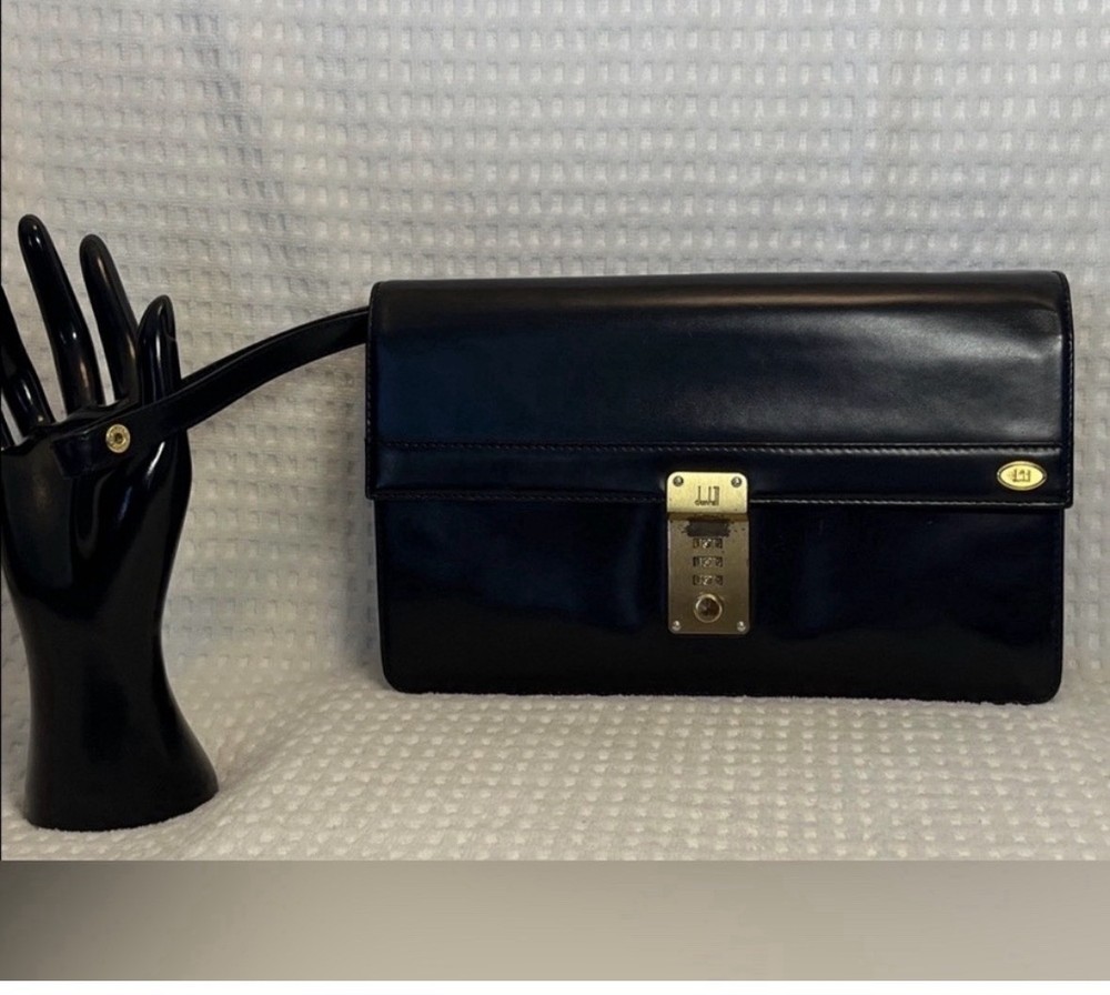 Dunhill Authentic black leather clutch / portfolio bag