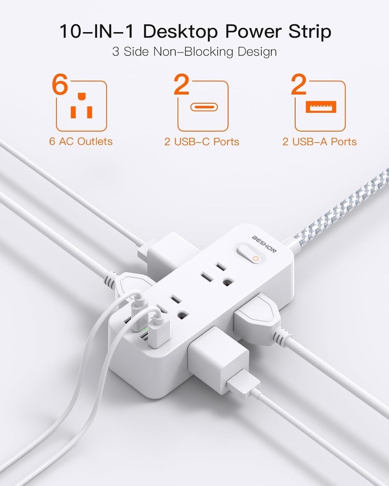 Surge Protector Power Strip with 6 Outlets