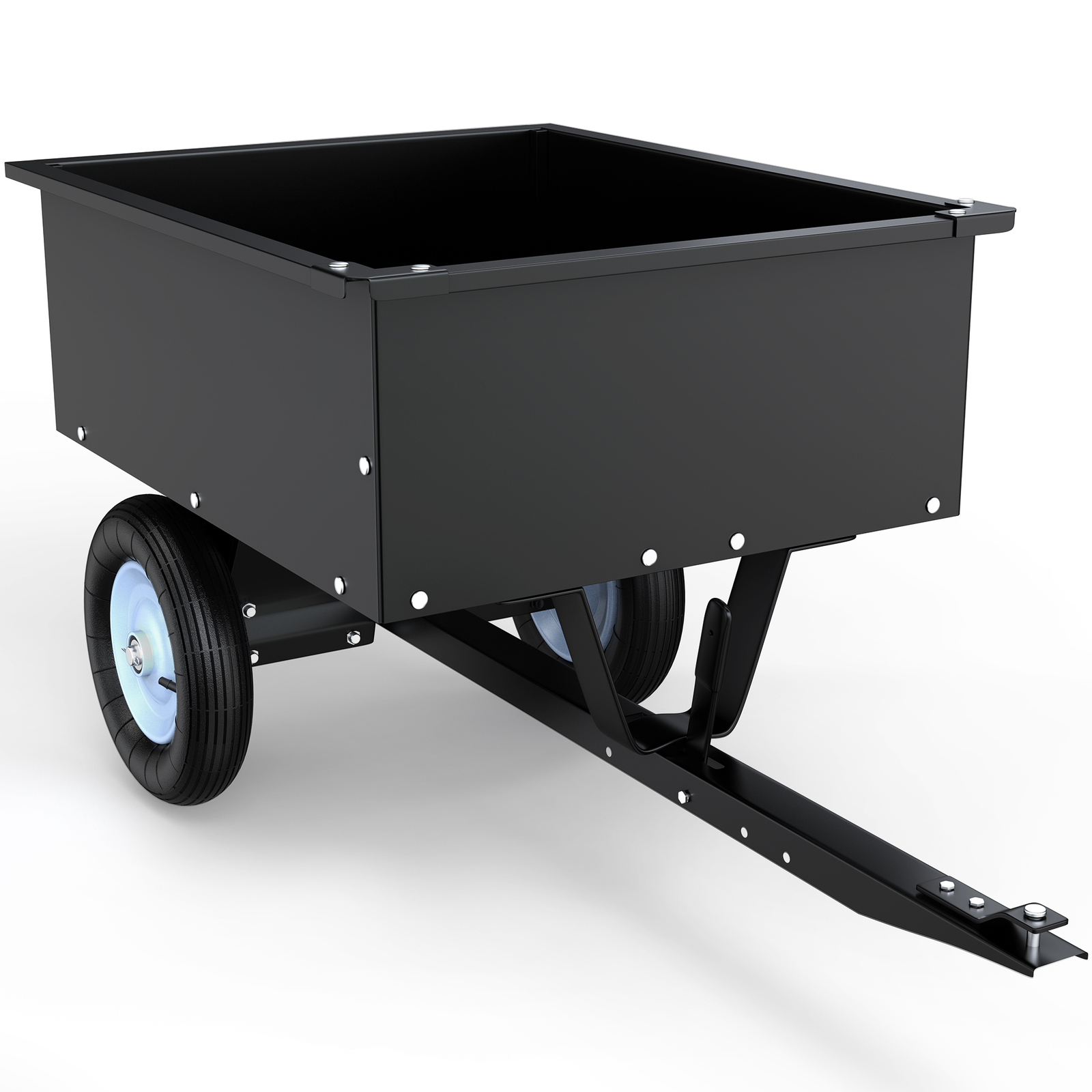 Dump Cart Tow Behind Lawn 350LB Steel Black for Lawn Tractor & ATV UTV W/ Wheels