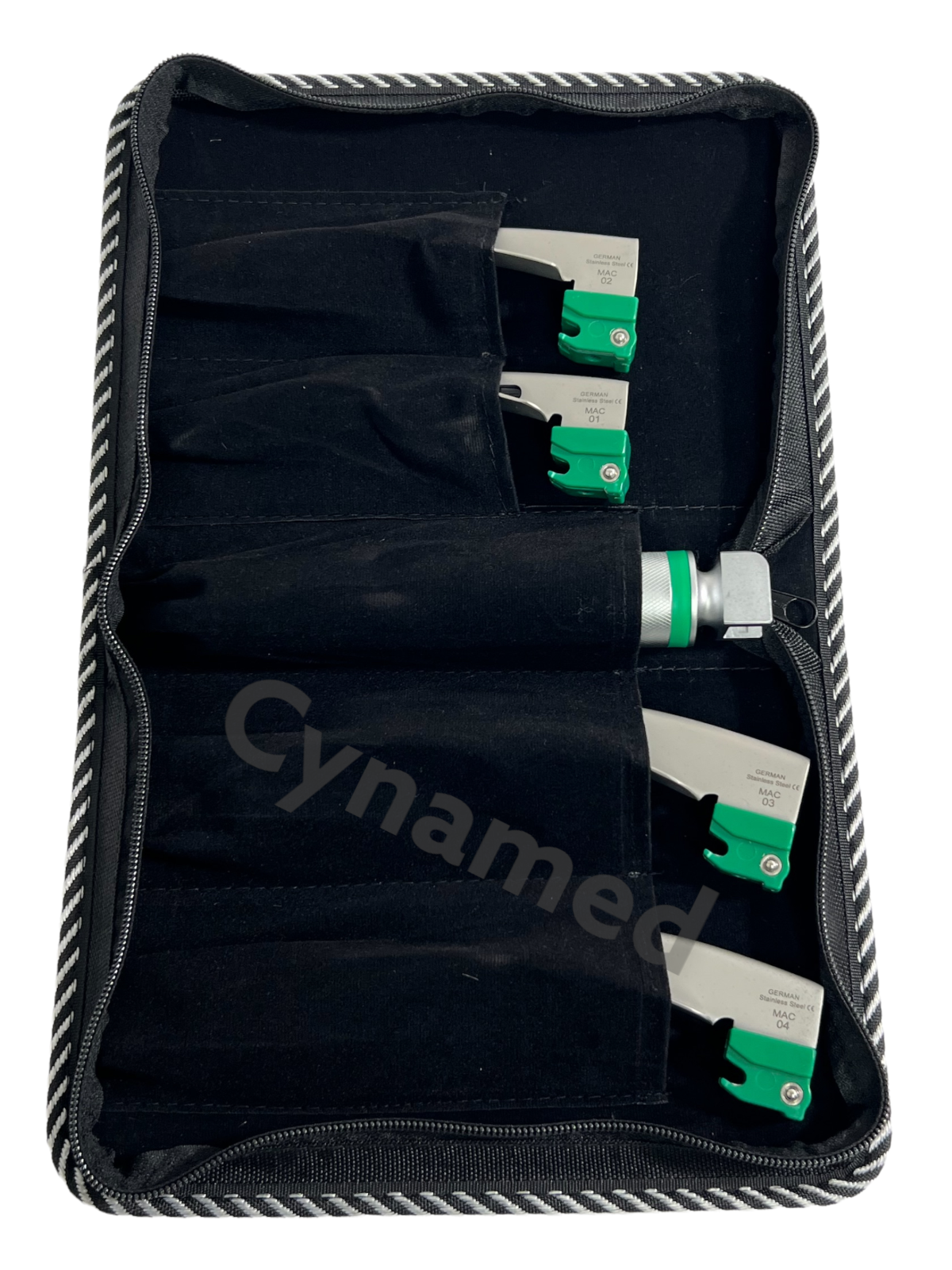 New Fiber Optic Mac Laryngoscope Set (LED Light) White Set of 5