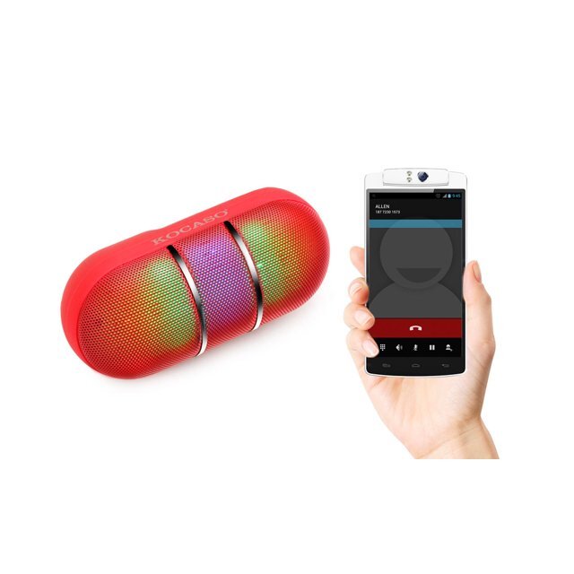 KOCASO BLEUTOOTH SPEAKER PORTABLE WIRELESS LED RAINBOW BLUETOOTH SPEAKER RED