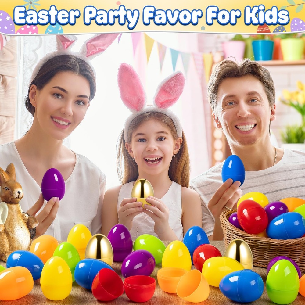 V-Opitos 3.5'' Easter Plastic Eggs, 36 Empty Easter Eggs with 2 Golden Eggs, ...