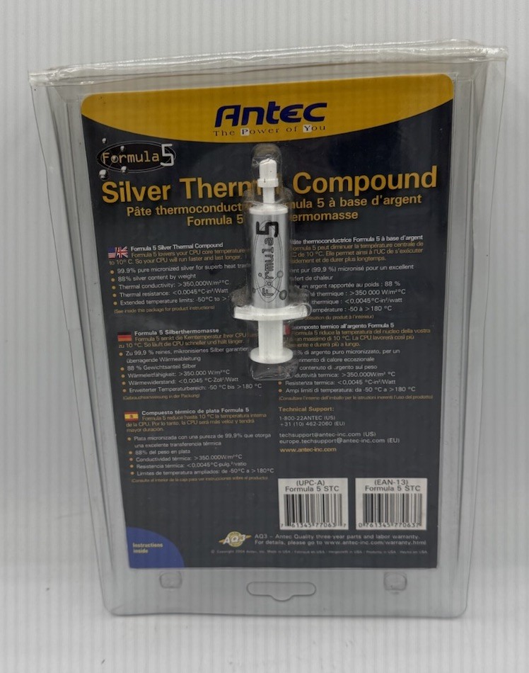 Antec 2004 Formula 5 Silver Thermal Compound Lowers CPU Core Temperature Sealed