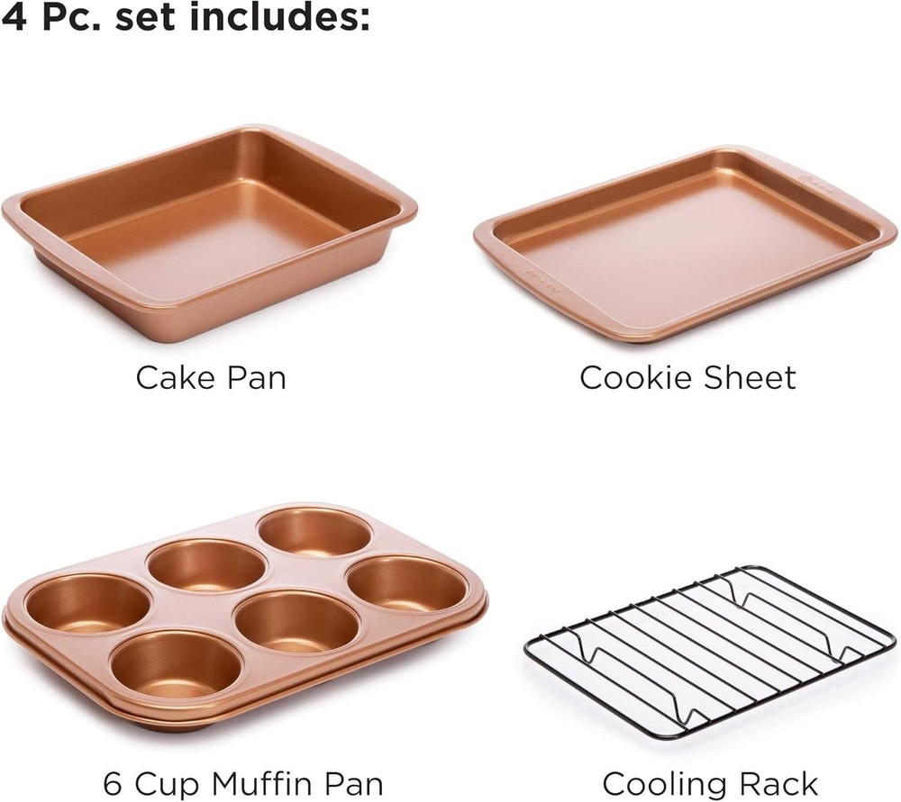 Ecolution Non-Stick Toaster Oven Bakeware Set, 4 Piece, 4-Piece, Copper