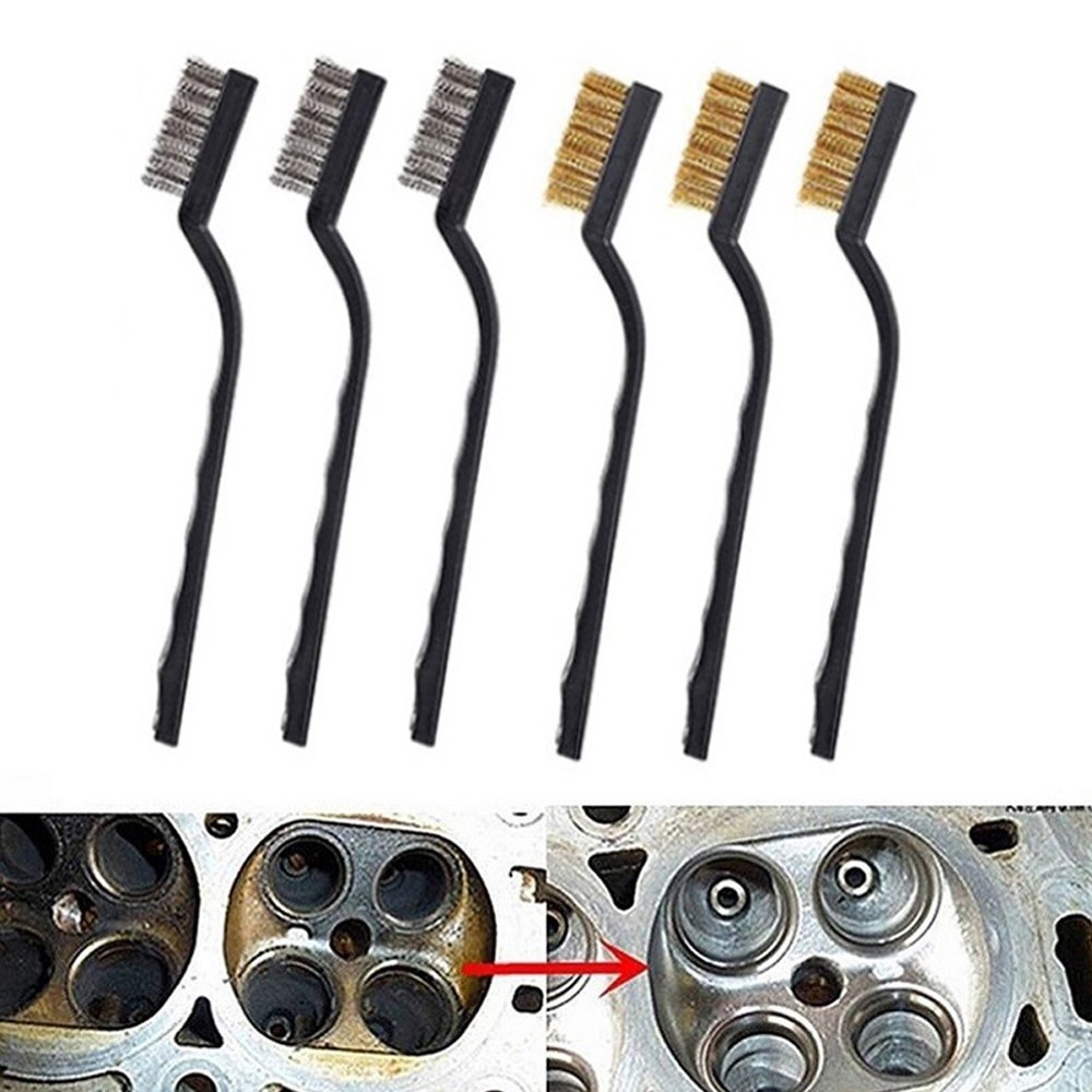 6x Wire Brushes For Cleaning Welding Slag Rust Scratch Plastic Curved Handle