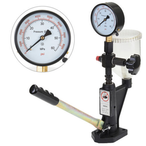 Diesel Injector Nozzle Tester Pop Pressure Dual Scale 600-8000 PSI W/Filter