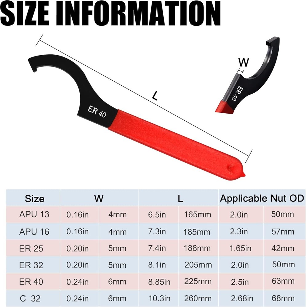 Universal Spanner Wrench Set 6Pcs Steel Adjustable Shock Wrench Coilover Spanner