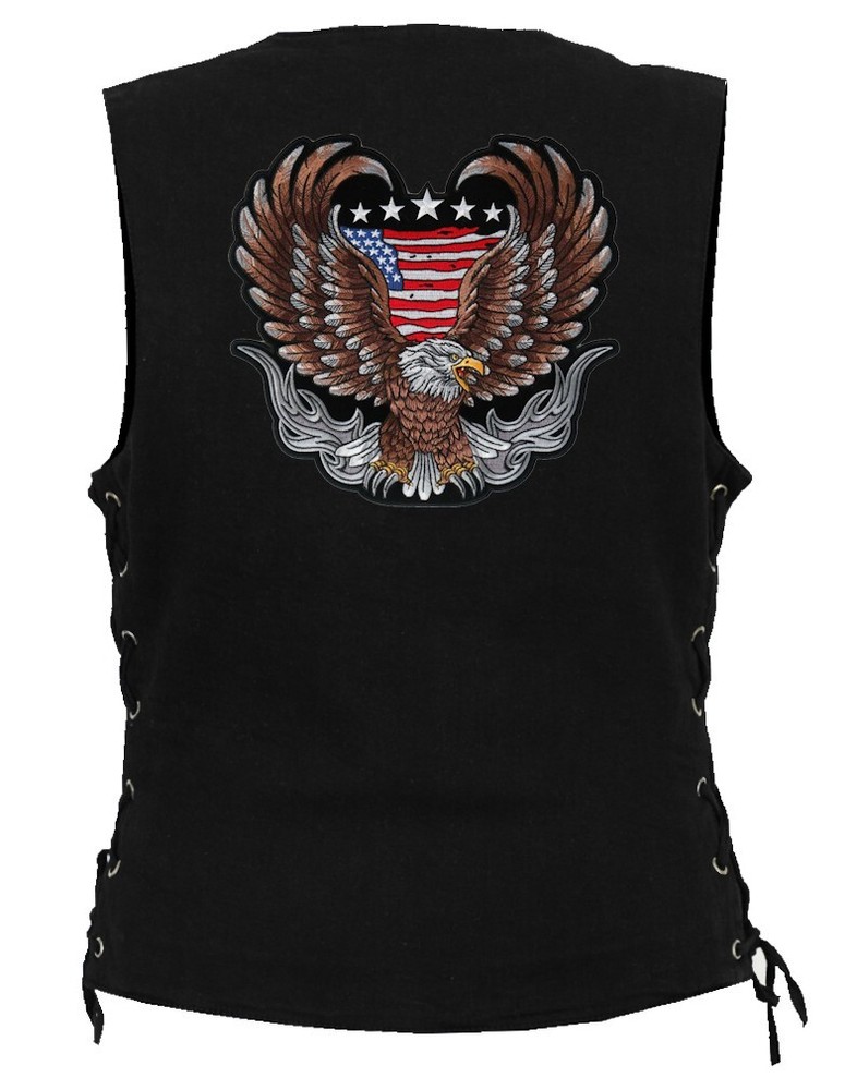 Large Patriotic American Flag Eagle Embroidered Biker Patch