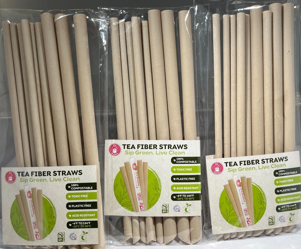 (3 PACK) Tea Fiber Straws, 9 Count - Different Sizes - Compostable -Plastic Free