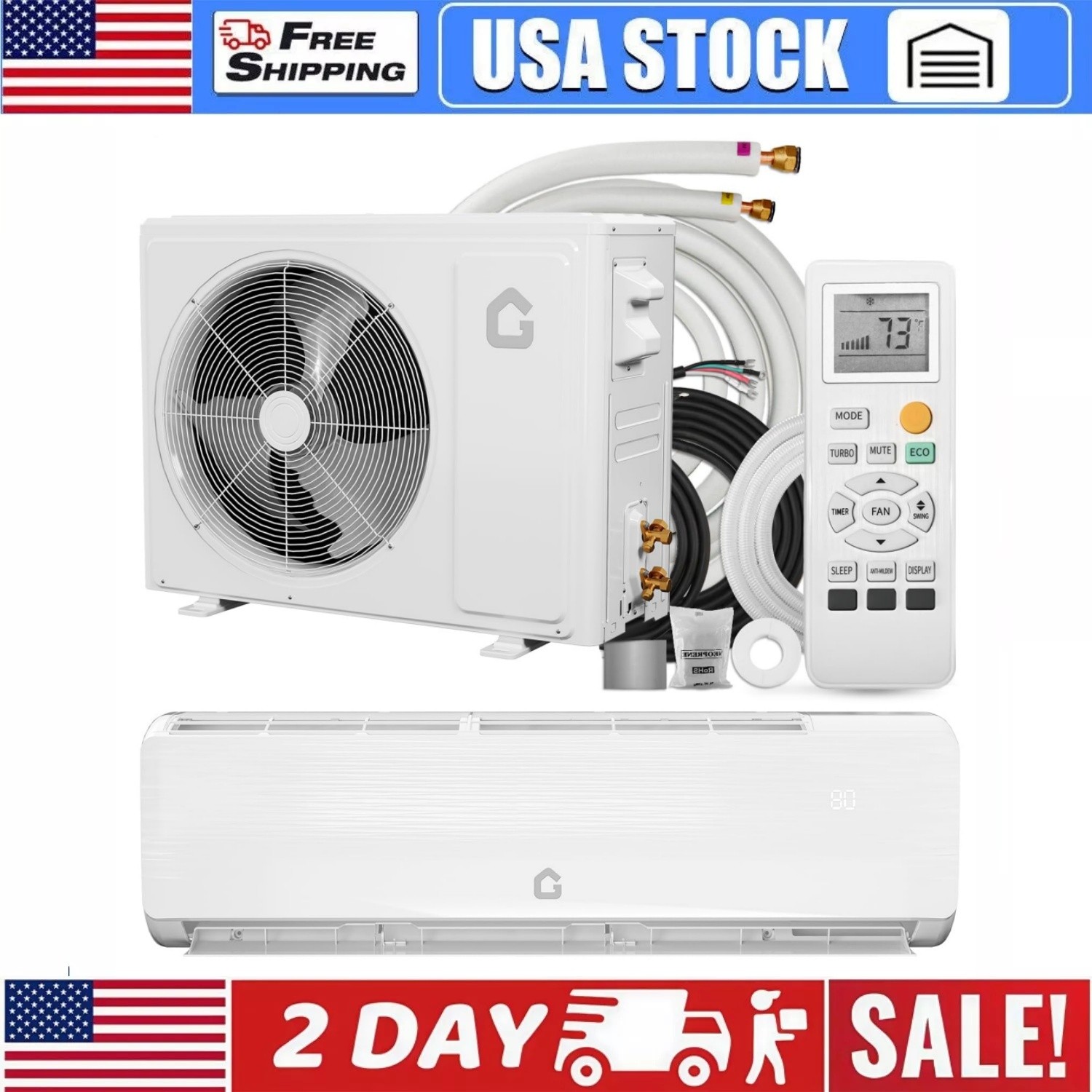 18000 BTU Mini Split Air Conditioner Heating & Cooling Systems 19 SEER2 Ductless