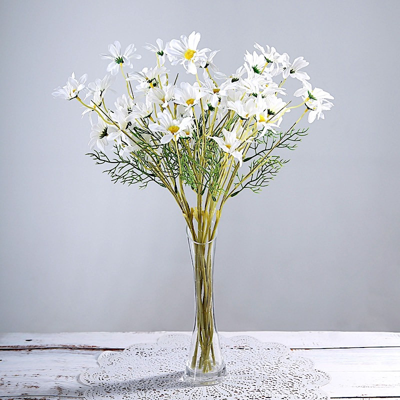 WHITE 6 Bushes 20" SILK ARTIFICIAL DAISY FLOWERS Sprays Wedding Party Supplies