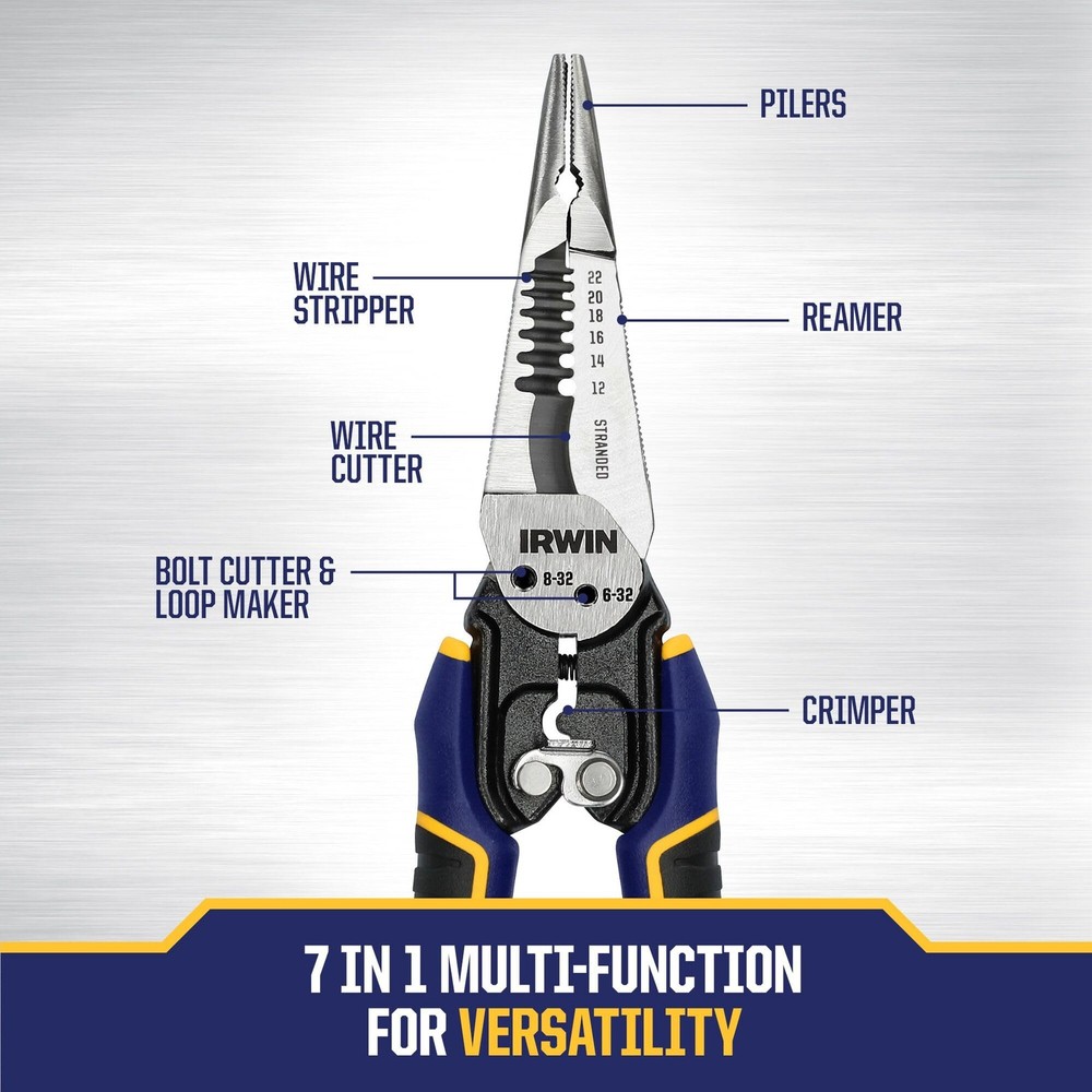 IRWIN VISE-GRIP Wire Stripper, 7 in 1 Multi-Function One Size, Gray/Blue