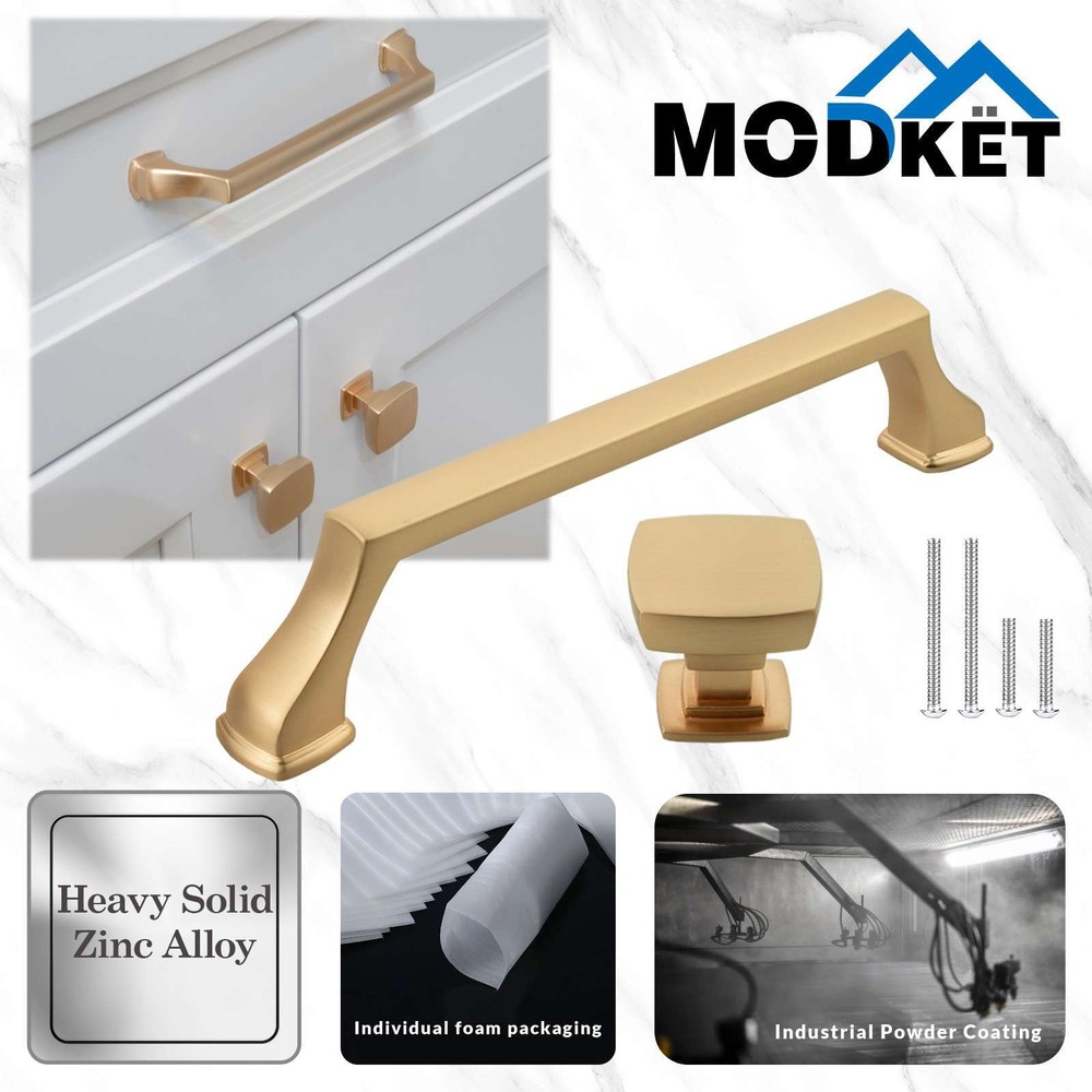 Solid Brushed Champagne Gold Cabinet Pulls Knobs Handles Kitchen Bathroom Drawer