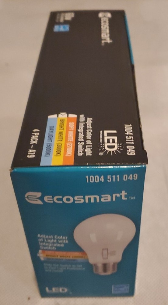 Ecosmart LED 60w Replacement Dimmable Bulb A9A19A60WT20C04 4 Pack E345327