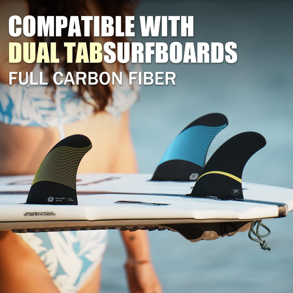 Final Game Master Full Carbon Fin Sets - High Performance Surfboard Fins - Tw...