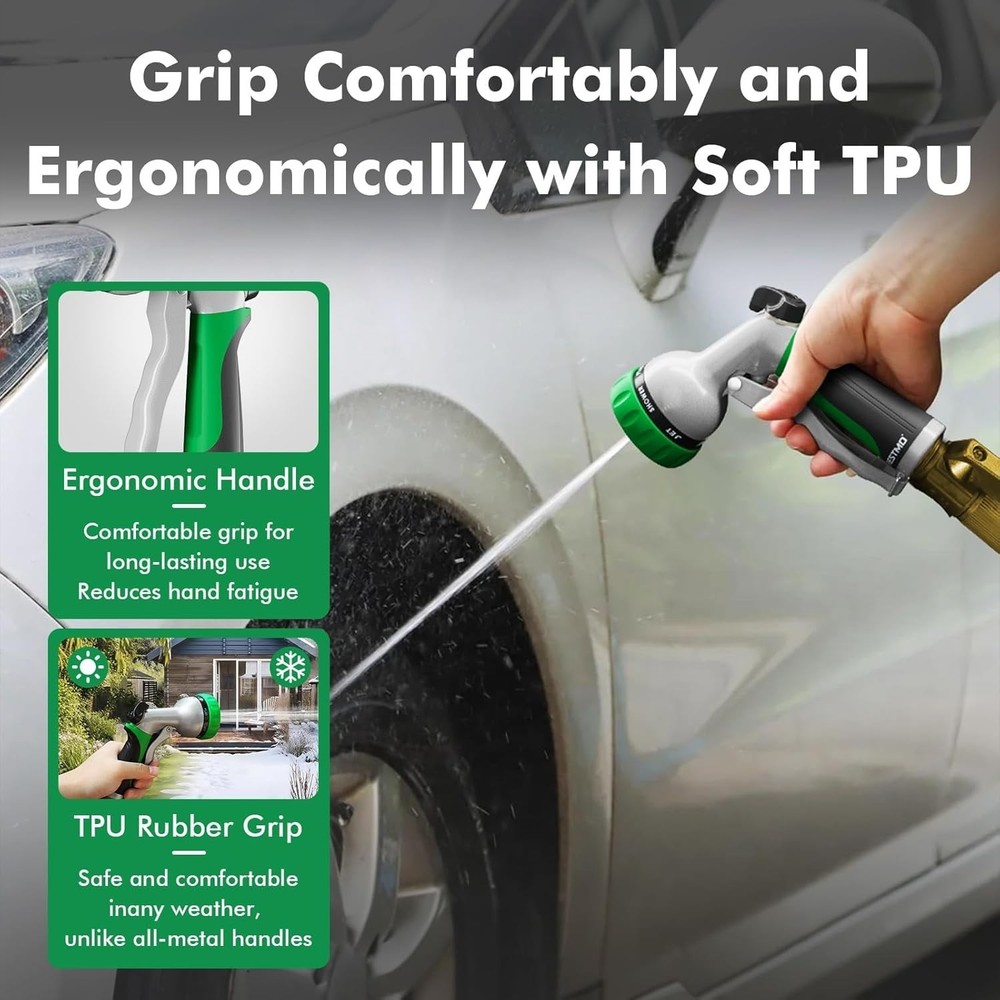 Ergonomic Garden Hose Nozzle – 7 Spray Patterns, Flow Control & Leak-Proof