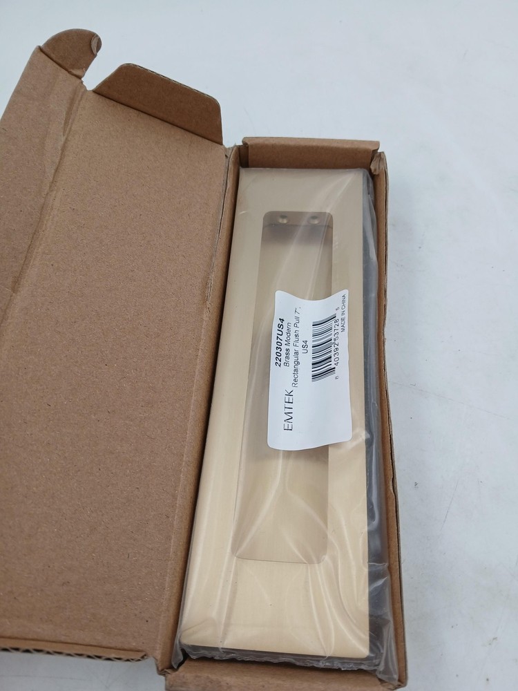 Emtek Brass Rectangular Flush Pull 7in Satin Gold Modern Sliding Door Hardware