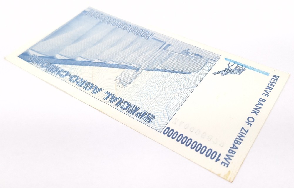 July, 1 2008 Zimbabwe 100 Billion Dollars Uncirculated ZA Replacement Note