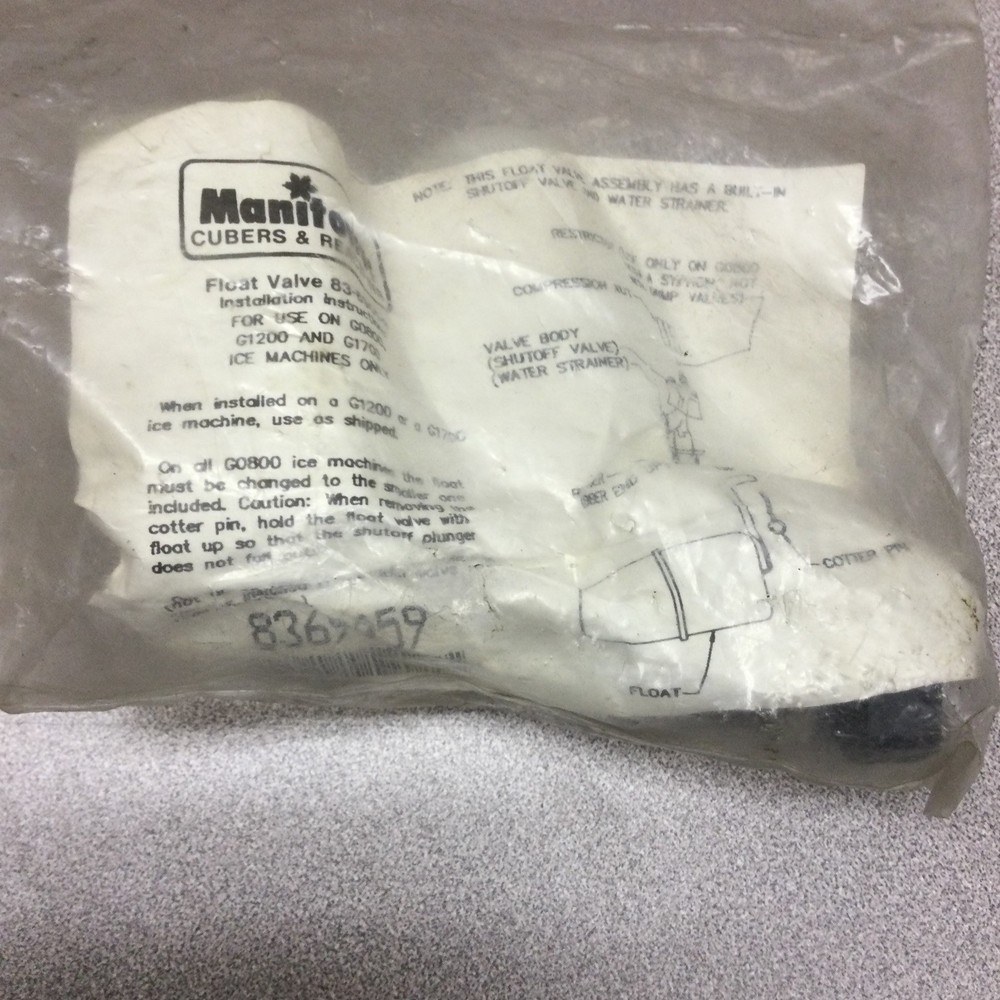 Manitowoc Ice Machine Float Valve Assembly P/n 8369059