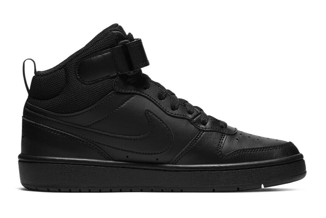 Big Kid's Nike Court Borough Mid 2 (GS) Black/Black-Black CD7782 001