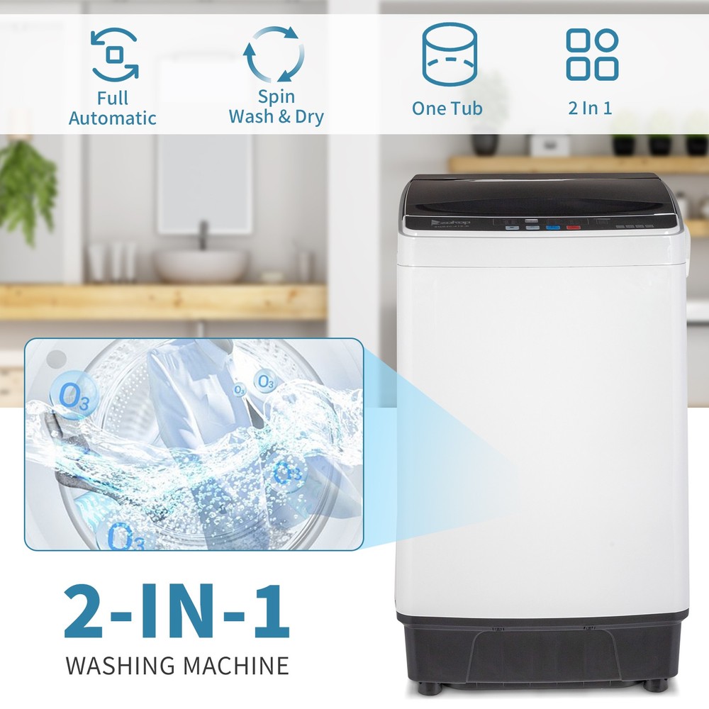 Full-Automatic Washing Machine Portable Compact Laundry Washer Spin w/Drain Pump