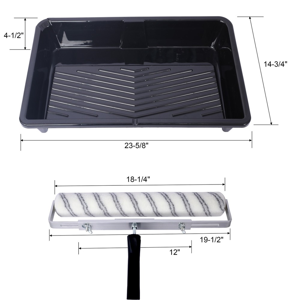 5-Piece 18-Inch Paint Roller Kit with Tray & 3 Microfiber Sleeves, Complete Set