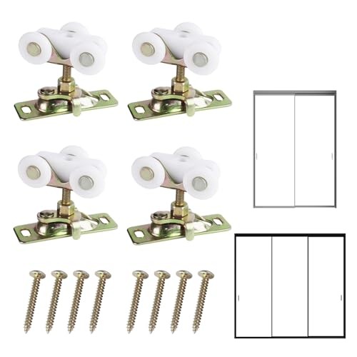 4Pcs Sliding Pocket Door Rollers Assembly for Johnson Part Hardware Kit,