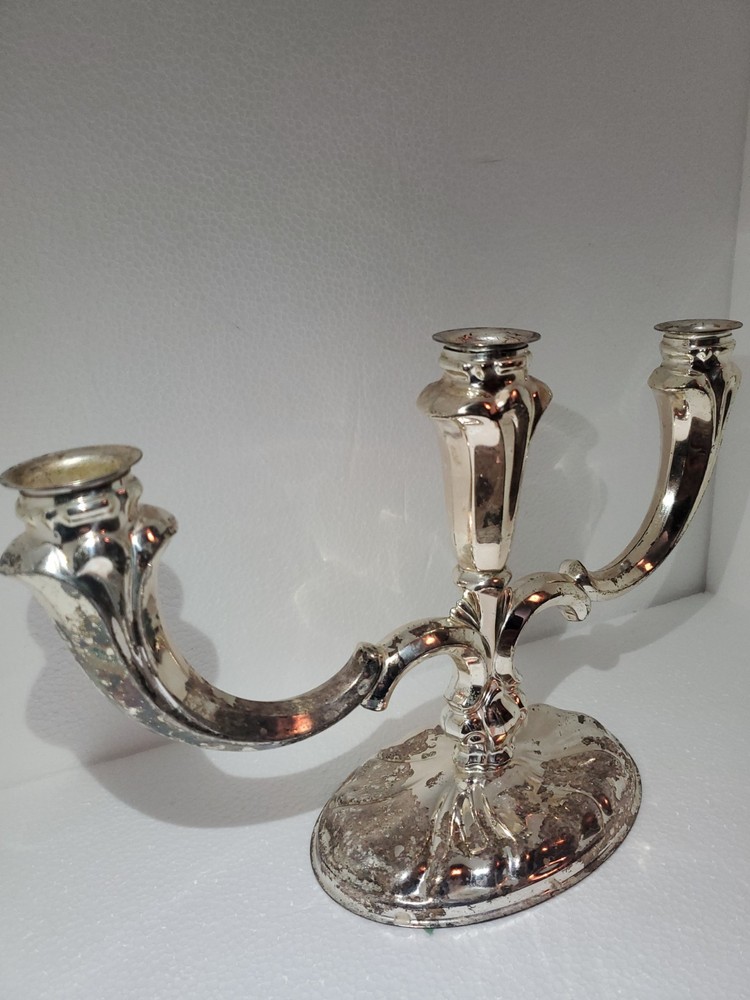 Vintage Silver Plated 3 Arm Cottagecore Candelabra Ornate Candle Holder