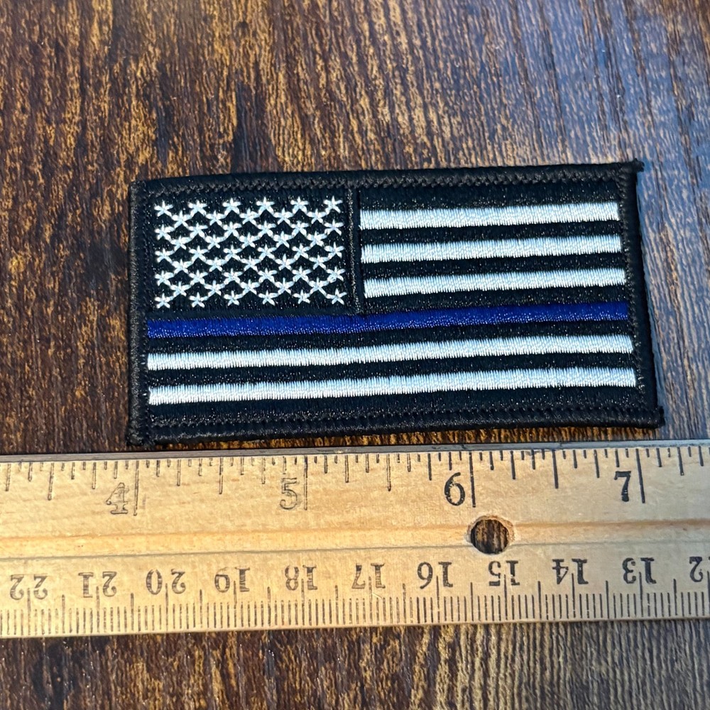 Thin Blue Line American Flag Patch 1.75 x 3.25 Inch