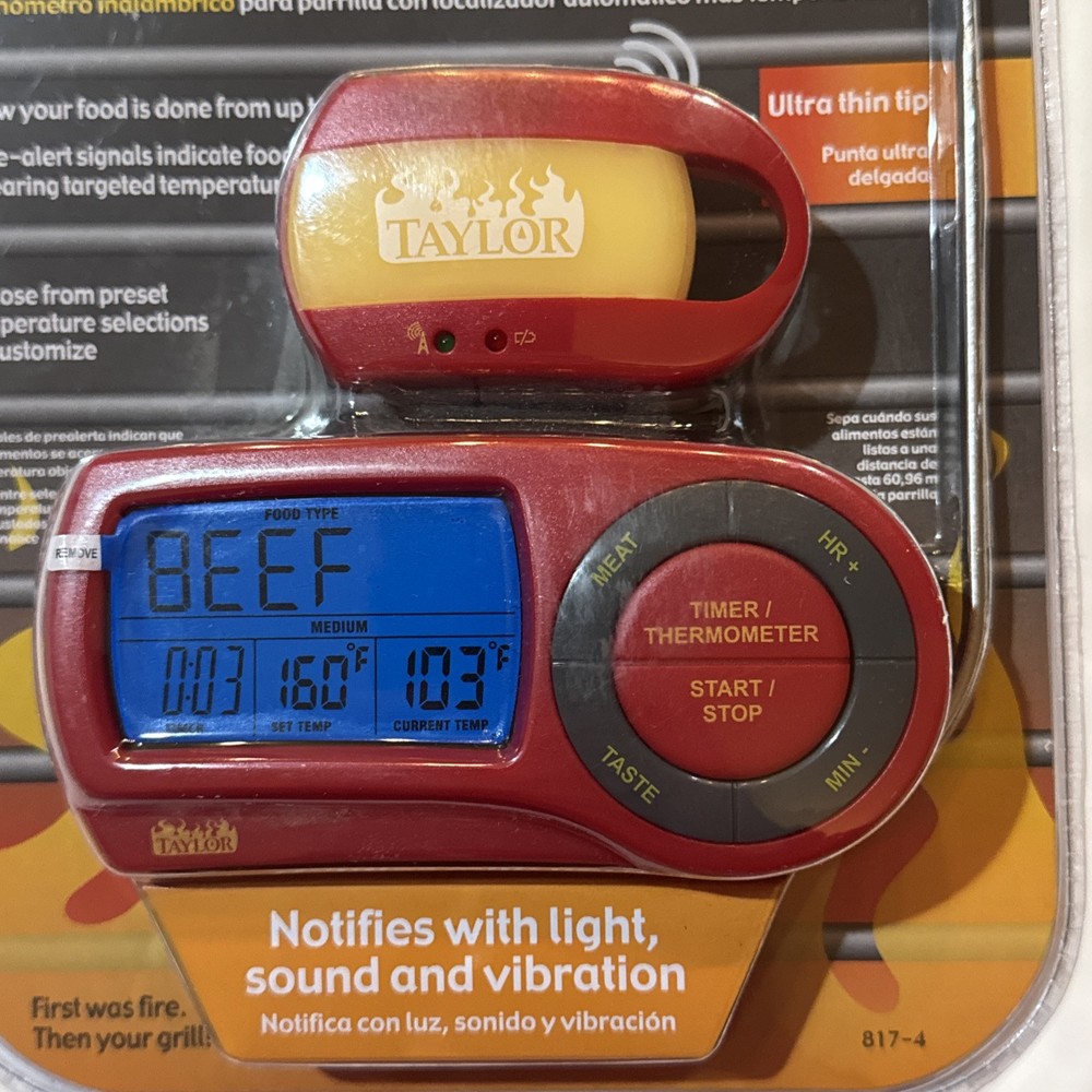 Taylor Weekend Warrior Wireless Grilling Thermometer with Remote Pager Timer New
