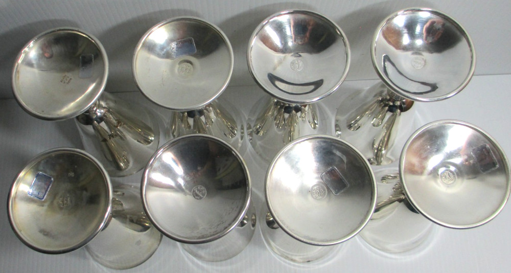 Vintage Silver-Plated Wine Water Stemware Spain Set of 8 Twisted Grapevine Stem