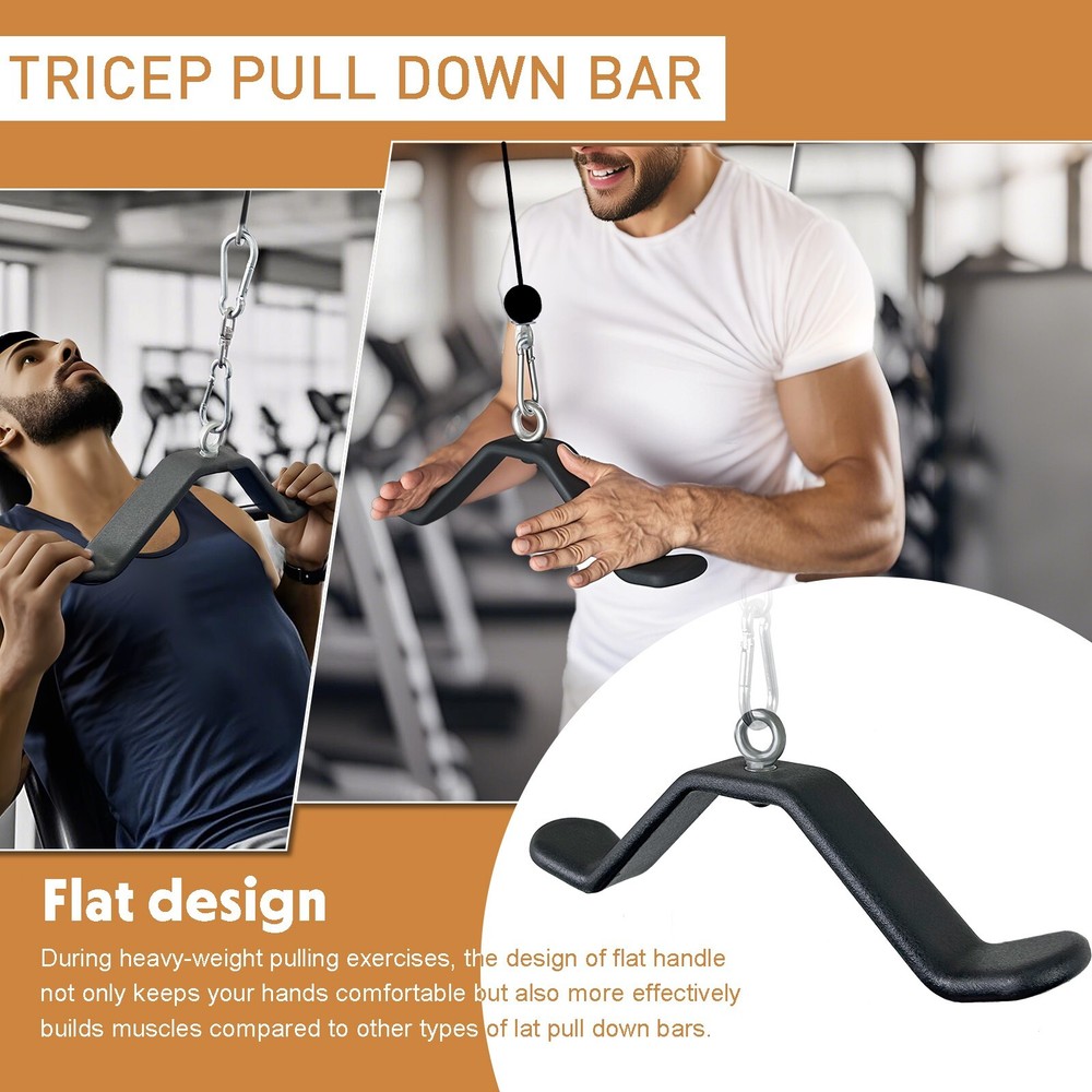 LAT Pulldown Tricep Bar Strength Training Workout Cable Machine Attachment Curl