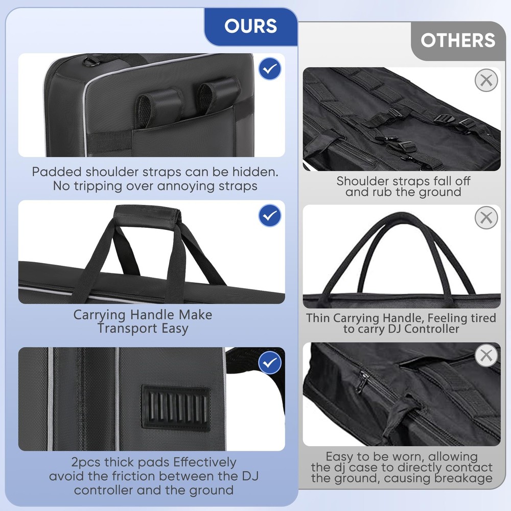 Aleemin DJ Controller Bag Compatible with DDJ FLX10 / 1000 / Medium, Black