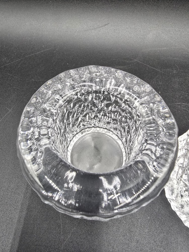 2 PC MCM Thick Ice Glacier Candle Holders