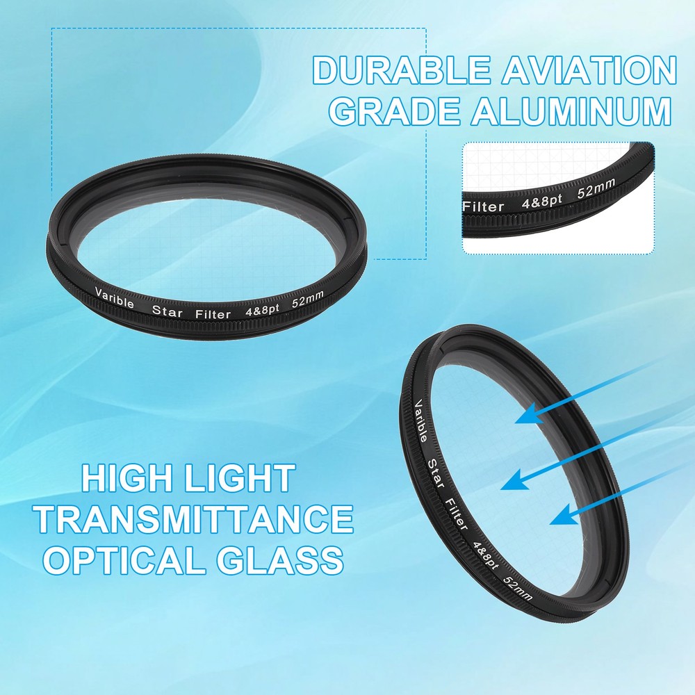 52mm Variable Star Filter 4-8 Points for Night Scenery Glassworks,1Pcs