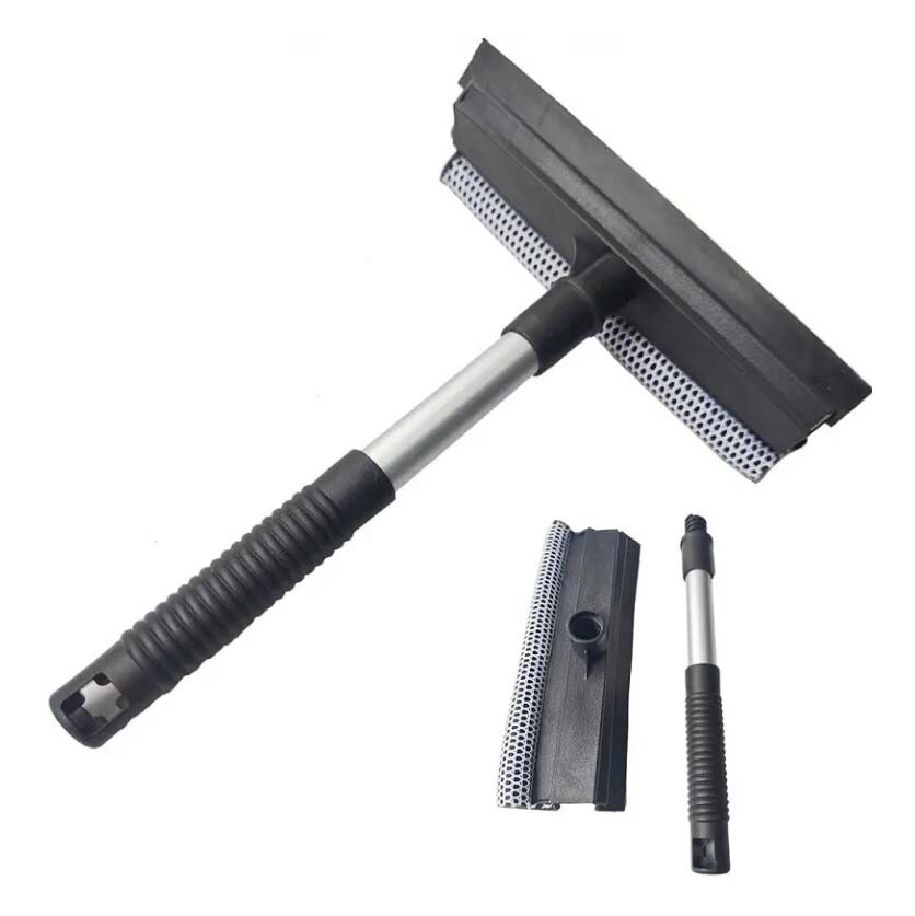 Double Surface Window Cleaner Telescopic Squeegee Wiper Handle Washer Scrubber